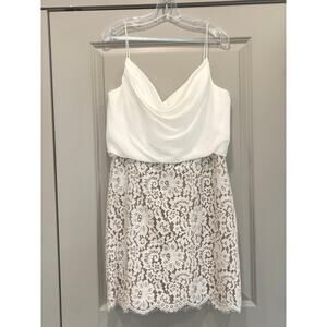 CHRISTINA WU Ivory Lace Bodice Chiffon Cocktail Mini Dress Women's Size 14